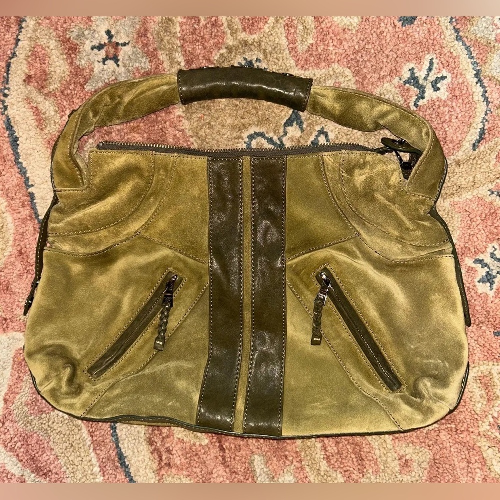 Andrew Marc Two-Tone Green Shoulder Bag